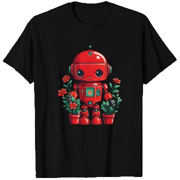 Discover Flower Red Robot T Shirts