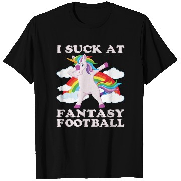 Discover I suck at fantasy football dabbing unicorn funny T Shirts