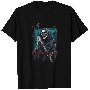 Discover HellRaizer Reaper with Microphone and Bats Green T Shirts