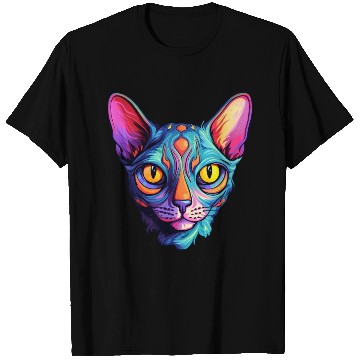 Discover Sphynx Cat kitty Psychedelic Vibrant Colors T Shirts