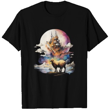 Discover Retro Celestial Moon Sheep Adventure T Shirts