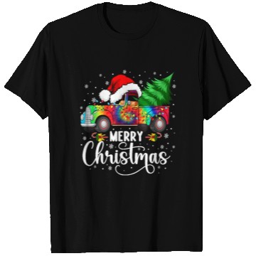 Discover Merry Christmas Truck Tree Santa Hat Lights T Shirts