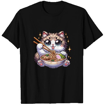 Discover Ramen Cat Neko Noodles Japanese Anime T Shirts