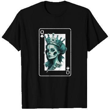 Discover Poker Card Game Creepy Queen of Spades Gothic T Shirts