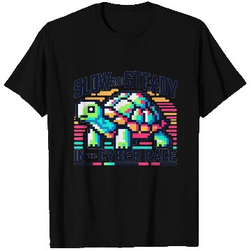 Discover Cyber Turtle - Slow and Steady in 8-bit Color T Shirts