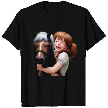 Discover Little Girl Hugs Her Pony T Shirts