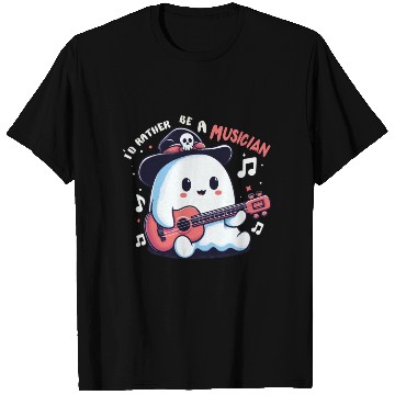 Discover cute ghost playing guitar, Id rather be musician T Shirts
