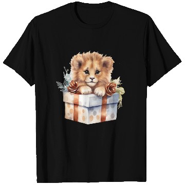 Discover African Lion inside a Christmas gift box T Shirts