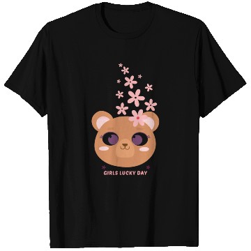 Discover Teddy bear face with flower T Shirts