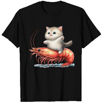 Discover Cat rides on shrimp T Shirts