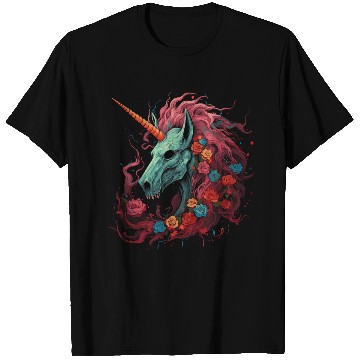 Discover scary unicorn and flowers T Shirts