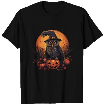 Discover Whimsical Owl in Witch Hat Halloween T Shirts