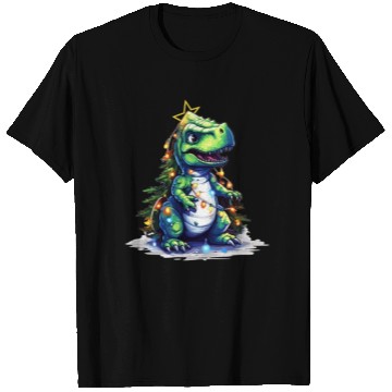 Discover Dinosaur Christmas Tree T Rex Boys Girls Pajama T Shirts