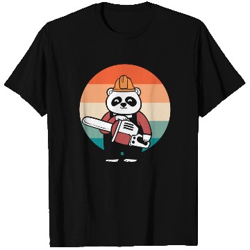 Discover Panda Chainsaw Tree Worker T Shirts