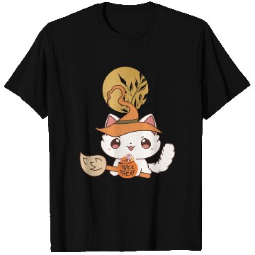 Discover "Kawaii Witch Cat - Trick or Treat" T Shirts