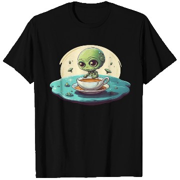 Discover green alien coffee coffee drinker T Shirts