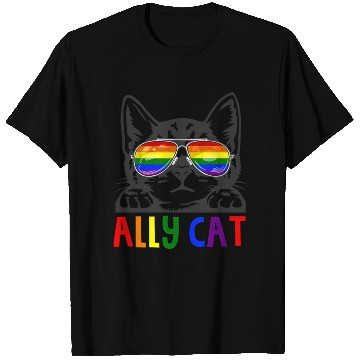 Discover Ally Cat LGBT Gay Rainbow Pride Flag T Shirts