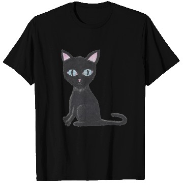 Discover Mortis the Mysterious Black Cat T Shirts