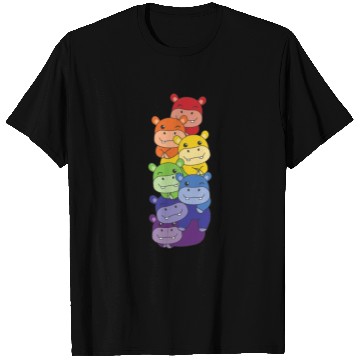 Discover Rainbow Flag Pride Lgbtq Cute Hippo Stack T Shirts