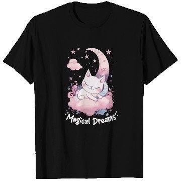 Discover Magical Dreams Sleeping Cat Unicorns Pastel Moon S T Shirts