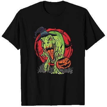 Discover Trick Or Treating Dinosaur With Jack O Lantern T Shirts
