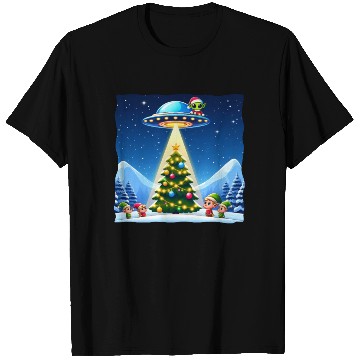 Discover Christmas Alien UFO Elf Abduction T Shirts