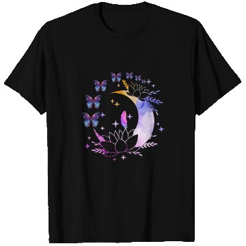 Discover Celestial Serenity Moon, Lotus, Feather, butterfly T Shirts