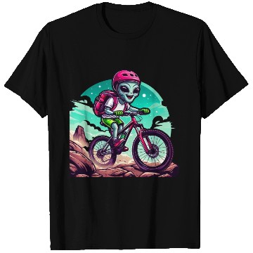 Discover MTB alien race on mountain bike T Shirts