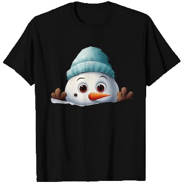 Discover Snowman Christmas watercolor Santa hat T Shirts