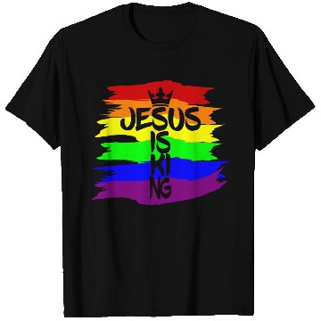 Discover Queer Jesus is King Cross Crown Rainbow Colors T Shirts
