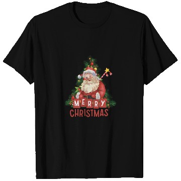 Discover A Jolly Red Santa and a Sparkling Christmas Tree T Shirts