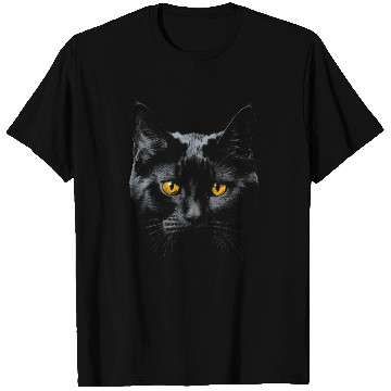 Discover Black Cat Face Yellow Eyes Cat Halloween Costume B T Shirts