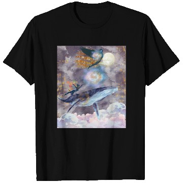 Discover Whale's Celestial Journey T Shirts