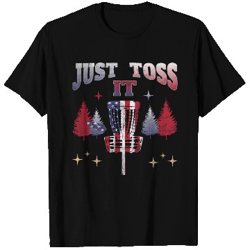 Discover Just Toss It - american flag disc golf basket T Shirts