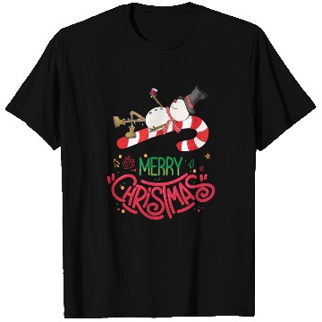 Discover Merry Christmas Snowman, Lying On Candy Cane T Shirts