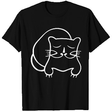 Discover Cat Line Art Sumi-e Vector Single Color T Shirts
