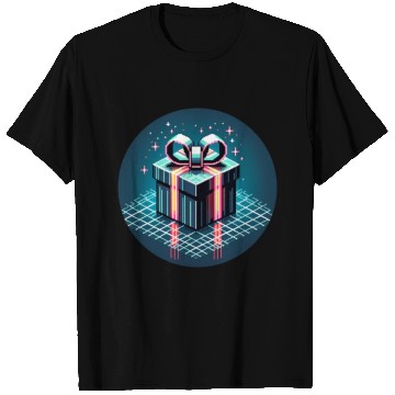 Discover Cyberpunk Pixel Art Gift Box - Neon Ribbons T Shirts