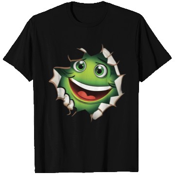 Discover Cute Happy Green Monster Peeking Out Of a Hole T Shirts