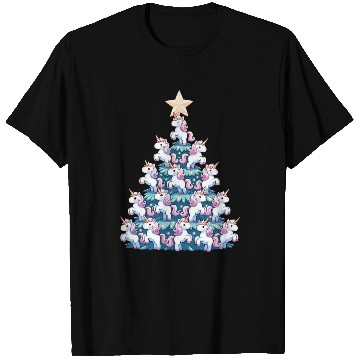 Discover Unicorn Christmas Tree Design T Shirts