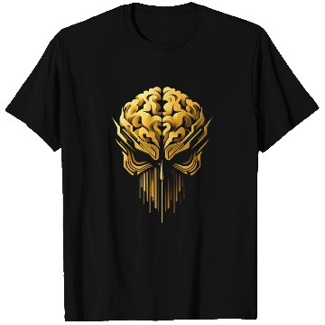 Discover Gold skull brain head T Shirts