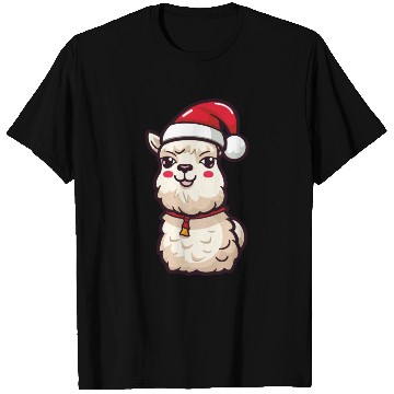Discover CUte Llama Wearing Santa Hat T Shirts