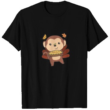 Discover Thanksgiving Day Outfits Turkey Monkey With Pie T Shirts