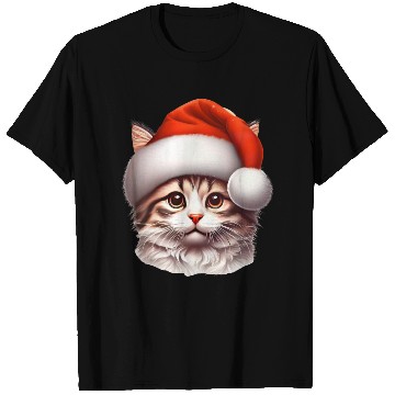 Discover Cute Kitten Wearing a Santa Claus Hat T Shirts