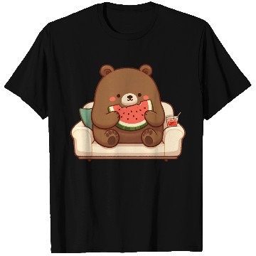 Discover Cosy bear enjoying watermelon T Shirts