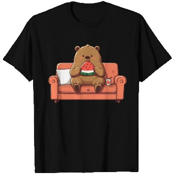 Discover Cosy bear enjoying watermelon T Shirts