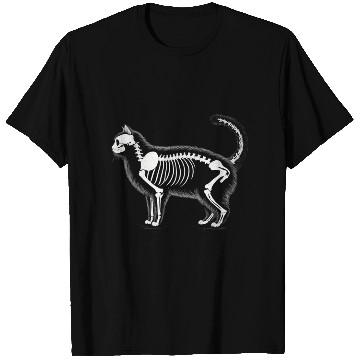 Discover Anatomy of a Cat: Skeleton in Monochrome T Shirts
