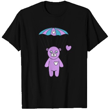 Discover Cheerful Purple Teddy bear with a Heart Balloon T Shirts