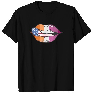 Discover American Flag Tongue Lesbian Flag Lips LGBTQ Pride T Shirts