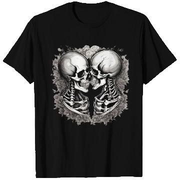 Discover Skeleton Kissing Lovers' Design: Eternal Embrace T Shirts