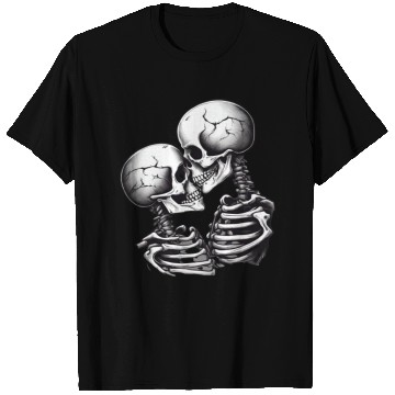 Discover Skeleton Kissing Lovers' Design: Eternal Embrace T Shirts
